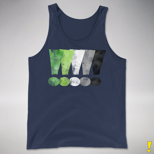 Distressed Aromantic Pride Exclamation Points Premium Tank Top - Navy